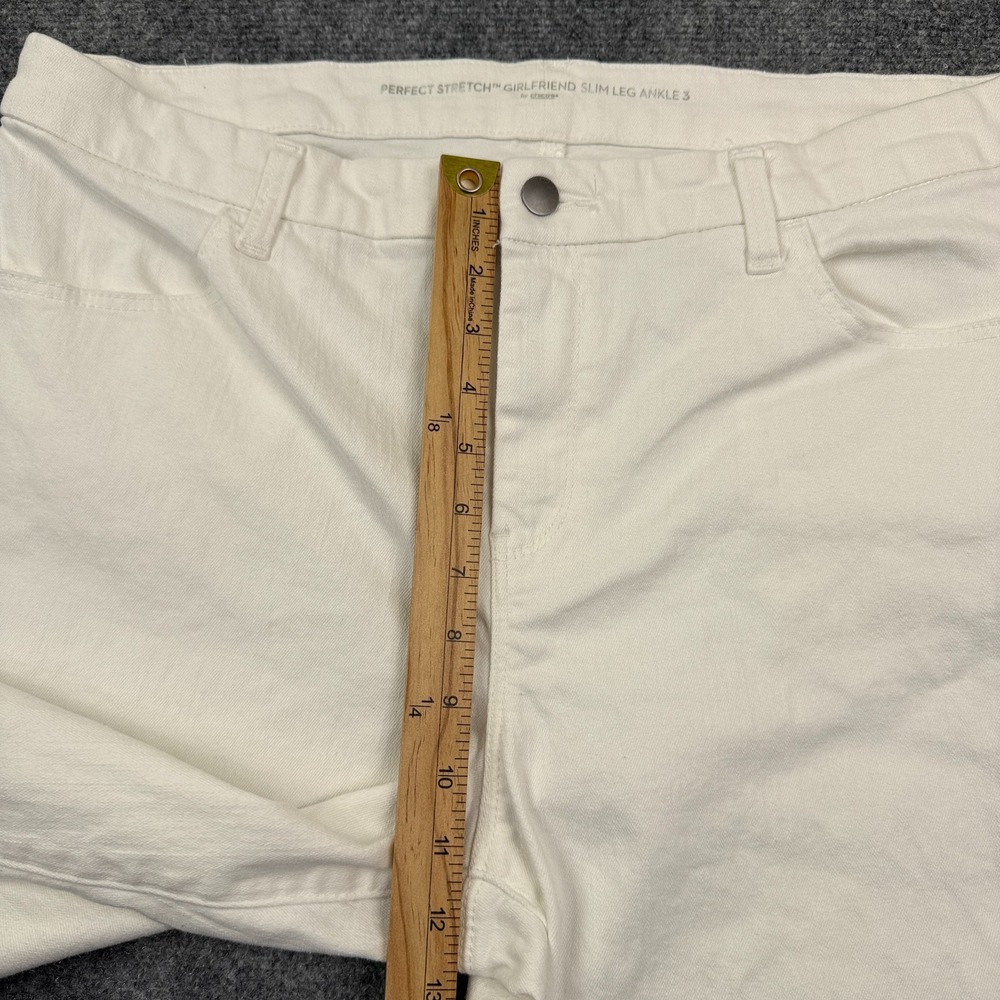 Chico's Womens Perfect Stretch Girlfriend Slim Leg Ankle Jeans US Size 16 White - Picture 10 of 13